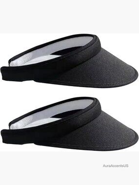 2 Pack Clip On Wide Brim Visors Sun Hat for Outdoor Sports Golf Tennis Travel
